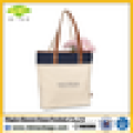 promotional customizable canvas tote bag leather handles